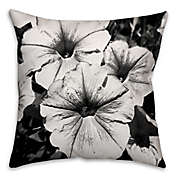 Black and White Flowers 16-Inch Square Throw Pillow