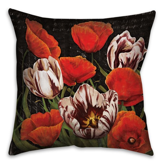 Flower Patch Square Throw Pillow In Red Black Bed Bath Beyond