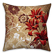 Spice Floral Things 18-Inch Square Throw Pillow in Red/Beige
