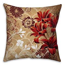 Spice Floral Things 16-Inch Square Throw Pillow in Red/Beige