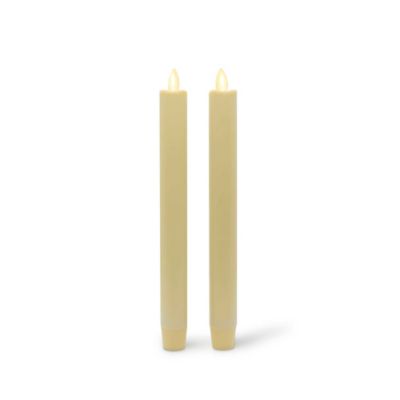 Battery Candle Event Lighting PK Green 4 Flameless LED Taper Candles in Ivory Holders 