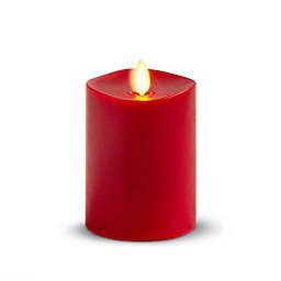 Luminara® 4-Inch Real-Flame Effect Pillar Candle in Burgundy