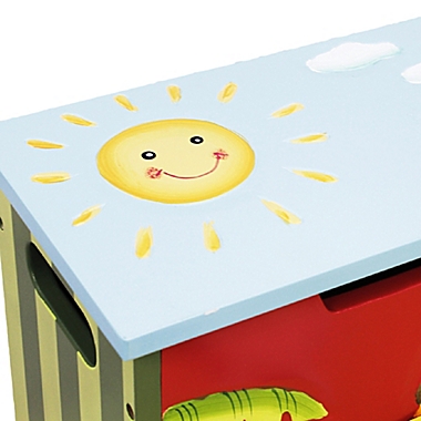 Sunny Safari Animals Thematic Kids Wooden Step Stool with Storage Fantasy Fields Lead Free Water-based Paint Imagination Inspiring Hand Crafted & Hand Painted Details   Non-Toxic