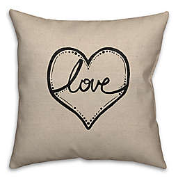 Tribal Love Square 16-Inch Throw Pillow in Beige/Black