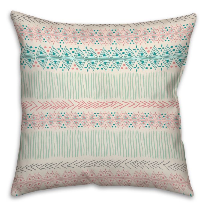 Bright Tribal 16 Inch Square Throw Pillow In Coral Red Bed Bath