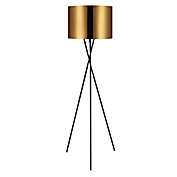 Teamson Home Cara Modern Tripod Floor Lamp in Black with Gold Shade