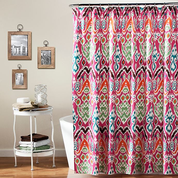 Jaipur Ikat Shower Curtain In Fuchsia, Ikat Shower Curtain