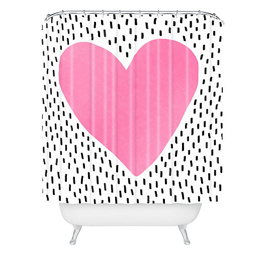 Alternate image 1 for Deny Designs Elisabeth Fredriksson Polka Dot Heart Shower Curtain in Pink
