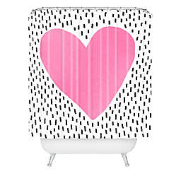 Deny Designs Elisabeth Fredriksson Polka Dot Heart Shower Curtain in Pink