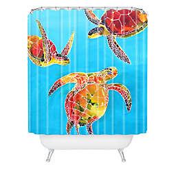 Deny Designs Clara Nilles Tie-Dye Sea Turtle Shower Curtain in Blue