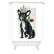 Deny Designs Coco de Paris Frenchie with Rose Shower Curtain in Black