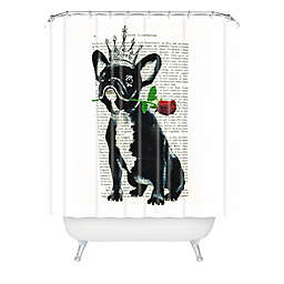 Deny Designs Coco de Paris Frenchie with Rose Shower Curtain in Black