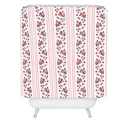 Deny Designs Lisa Argyropoulos Vintage Floral Stripe Shower Curtain in Pink