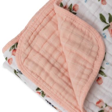 Little Unicorn Watercolor Roses Cotton Muslin Original Quilt in Pink. View a larger version of this product image.