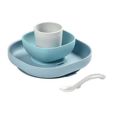 BEABA&reg; 4-Piece Silicone Suction Meal Set in Rain. View a larger version of this product image.