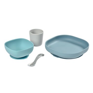 BEABA&reg; 4-Piece Silicone Suction Meal Set in Rain. View a larger version of this product image.