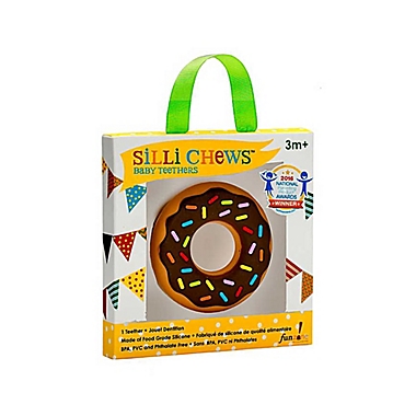 Silli Chews Chocolate Donut Teether Toy. View a larger version of this product image.