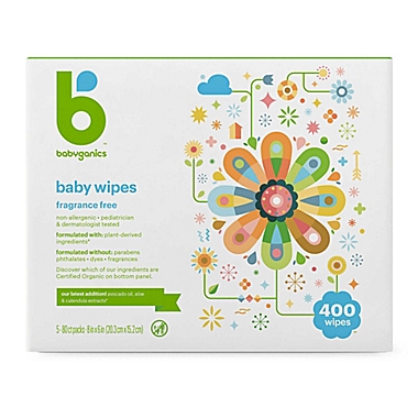 Babyganics&reg; Fragrance-Free 400-Count Baby Wipes. View a larger version of this product image.