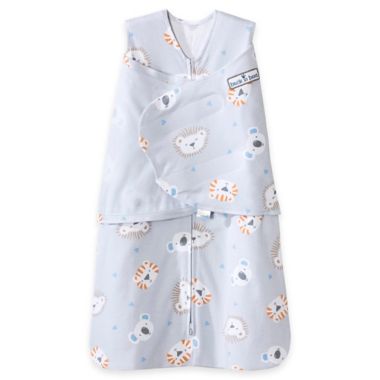 HALO&reg; SleepSack&reg; Lions, Tigers, Bears Multi-Way Adjustable Swaddle in Grey. View a larger version of this product image.