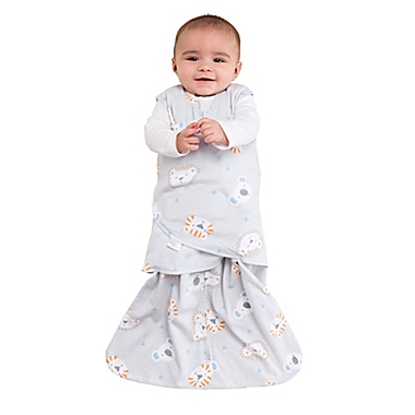 HALO&reg; SleepSack&reg; Lions, Tigers, Bears Multi-Way Adjustable Swaddle in Grey. View a larger version of this product image.