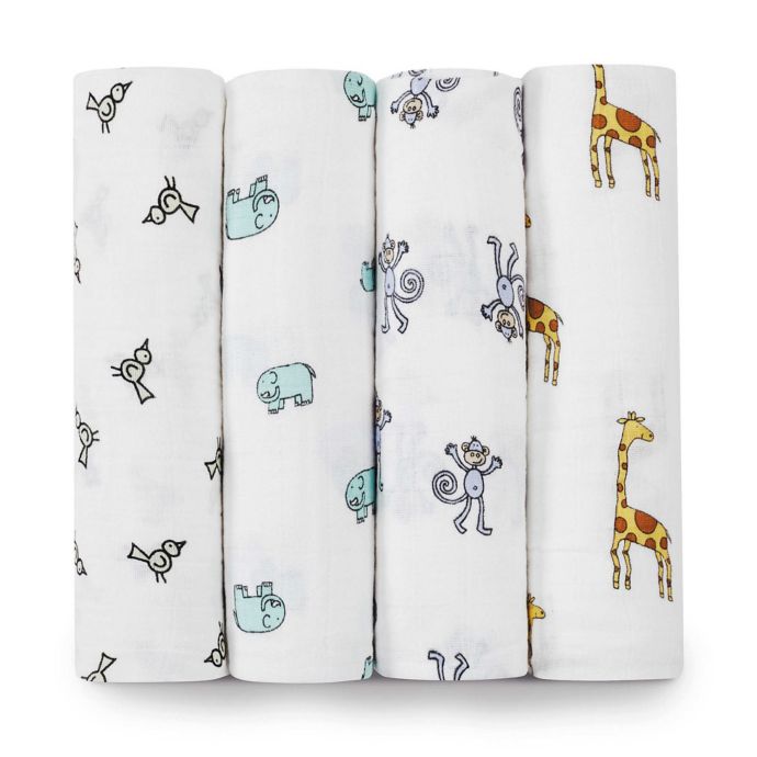 Aden Anais Classic 4 Pack Muslin Swaddles In Jungle Jam Buybuy Baby