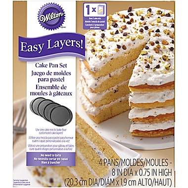 Wilton&reg; Easy Layers! 4-Piece Nonstick 8-Inch Round Cake Pan Set. View a larger version of this product image.
