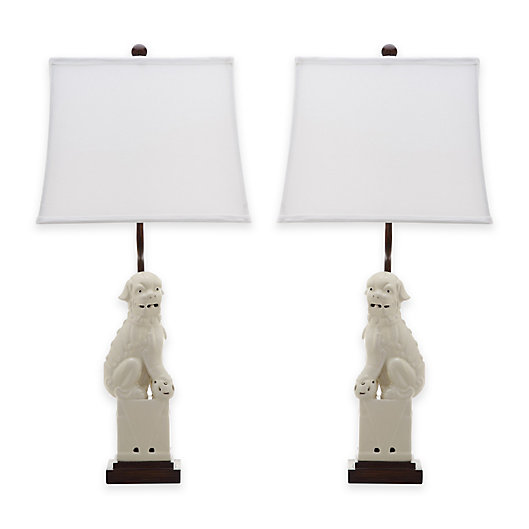 Safavieh Foo Dog Table Lamps Set Of 2, Cream Table Lamp Sets