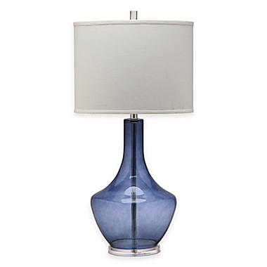 Safavieh Mercury 1-Light Crackle Glass Table Lamp in Light Blue with Cotton  Shade