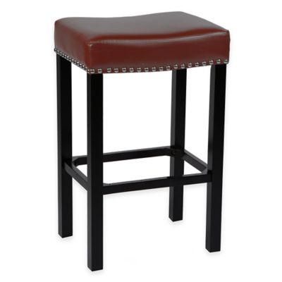 Amy Bonded Leather Bar Stool with Chrome Nailhead Trim ...