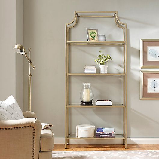 Alternate image 1 for Crosley Aimee Glass Etagere in Gold