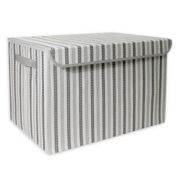 Taylor Madison Designs&reg; Mid Stripe Stitch Medium Toy Chest in White/Grey
