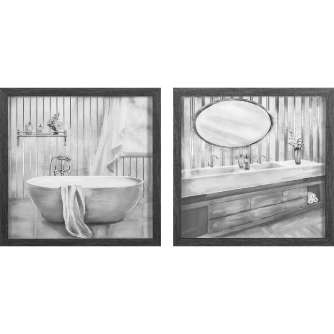 Zhejiang Wadou Creative Art Co 15 Inch X 30 Inch 2 Pack Bath Framed Wall Art In Grey Bed Bath Beyond