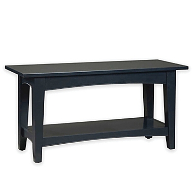 Alaterre Shaker Cottage Bench with Shelf in Charcoal Grey. View a larger version of this product image.