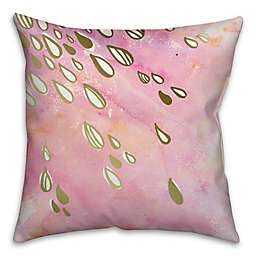 Watercolor Raindrop 16-Inch Square Throw Pillow in Pink/Gold