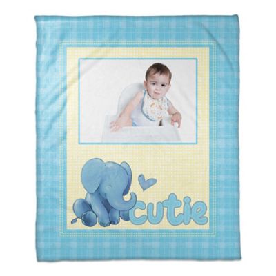 Cutie Elephant Throw Blanket in Blue