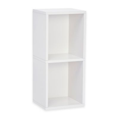 Way Basics Tool-Free Assembly zBoard paperboard 2-Cube Narrow Slim Bookcase in White