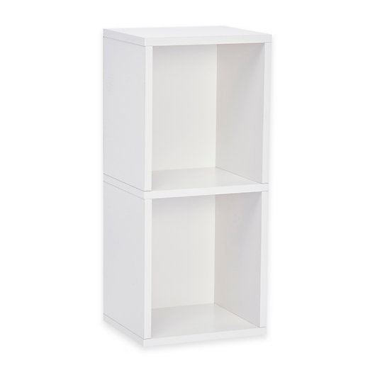 Alternate image 1 for Way Basics Tool-Free Assembly zBoard paperboard 2-Cube Narrow Slim Bookcase in White