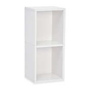 Way Basics Tool-Free Assembly zBoard paperboard 2-Cube Narrow Slim Bookcase in White