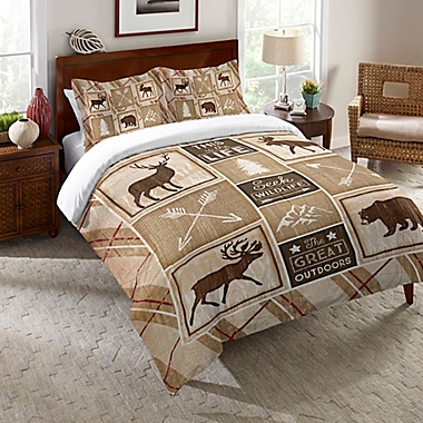 Laural Home&reg; Country Cabin Queen Comforter in Brown. View a larger version of this product image.