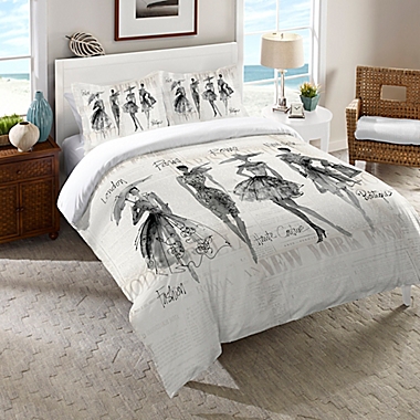 Laural Home Fashion Sketchbook Queen Comforter in Black. View a larger version of this product image.