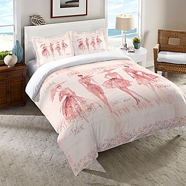 Laural Home Fashion Sketchbook Twin Comforter in Pink. View a larger version of this product image.