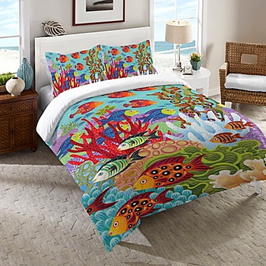 Laural Home&reg; Fish in the Hood Comforter in Teal. View a larger version of this product image.