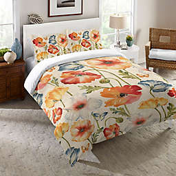 Laural Home® Watercolor Poppies Queen Comforter in Orange