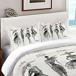 Laural Home Fashion Sketchbook Standard Pillow Sham in Black