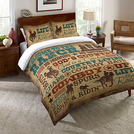 Alternate image 1 for Laural Home® Welcome to the Ranch King Comforter in Brown