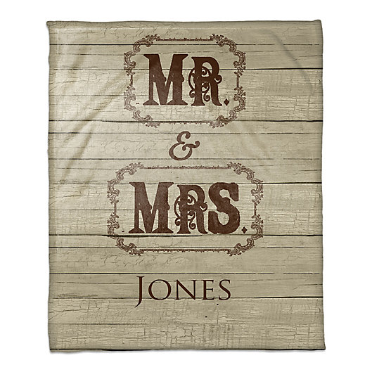 Alternate image 1 for Mr. and Mrs. Throw Blanket in Brown/Beige