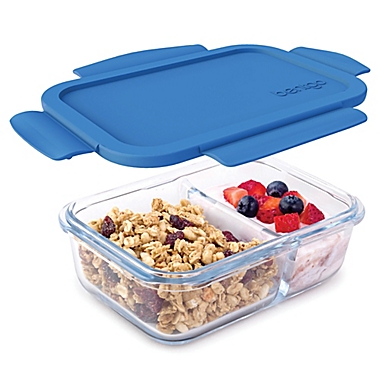 bentgo&reg; Glass 14.2 oz. Portable Snack Box in Blue. View a larger version of this product image.
