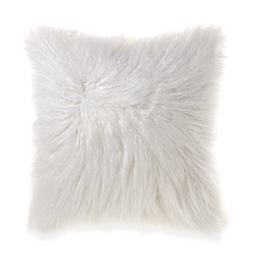 Flokati Faux Fur 18-Inch Square Throw Pillow in Cream. View a larger version of this product image.