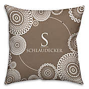 Lace Printed Square Throw Pillow in Brown/White