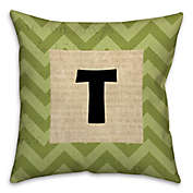 Text Accented Chevron Square Throw Pillow in Green